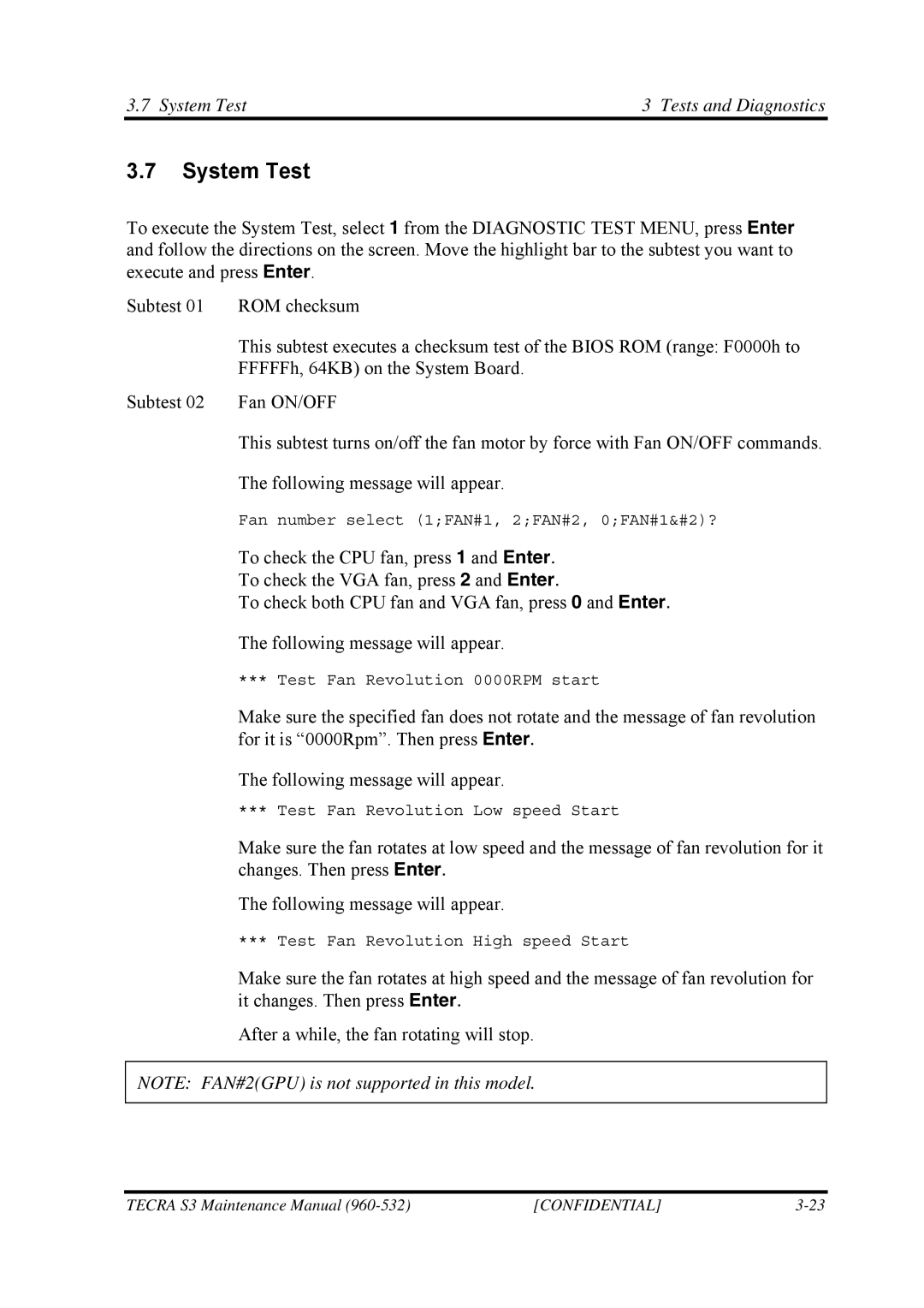 Toshiba S4 manual System Test Tests and Diagnostics 