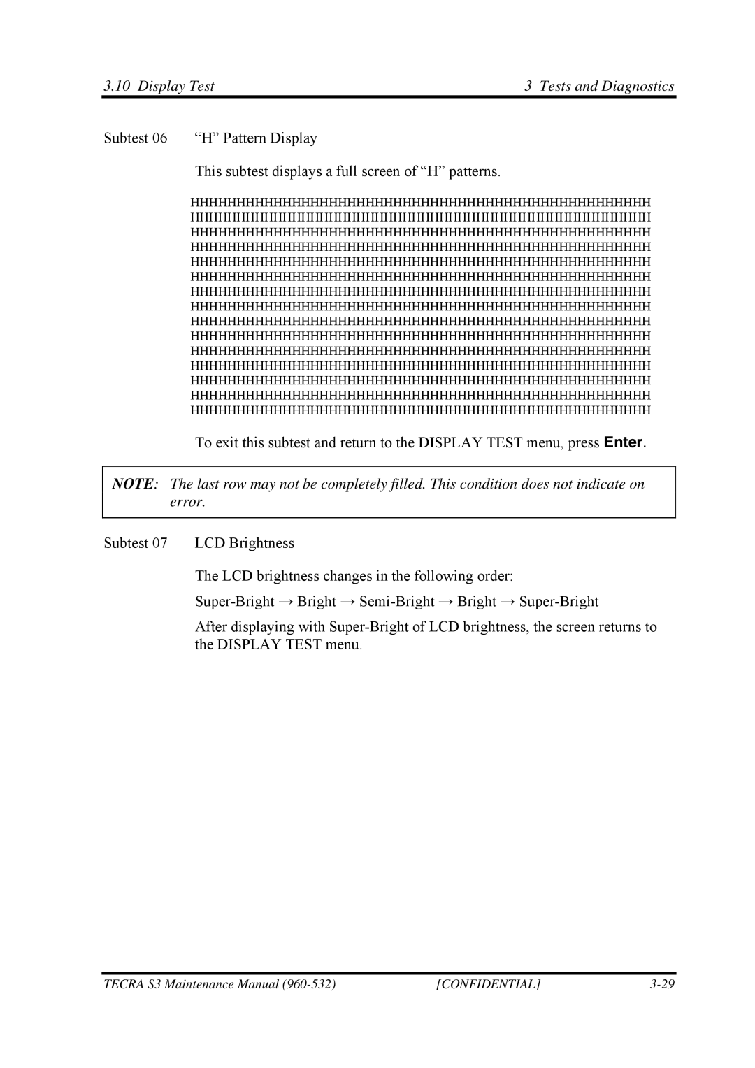 Toshiba S4 manual Display Test Tests and Diagnostics 