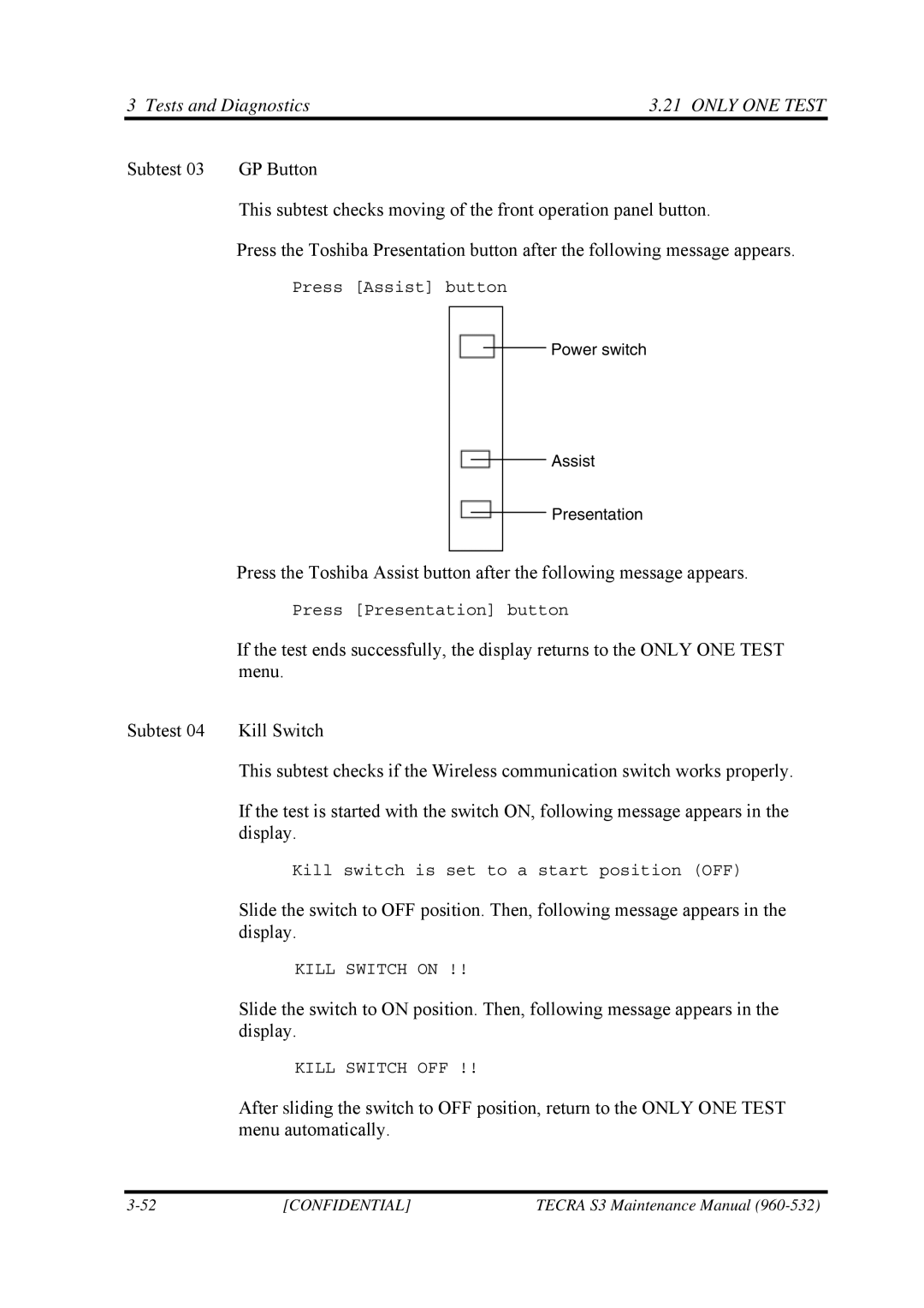 Toshiba S4 manual Menu 