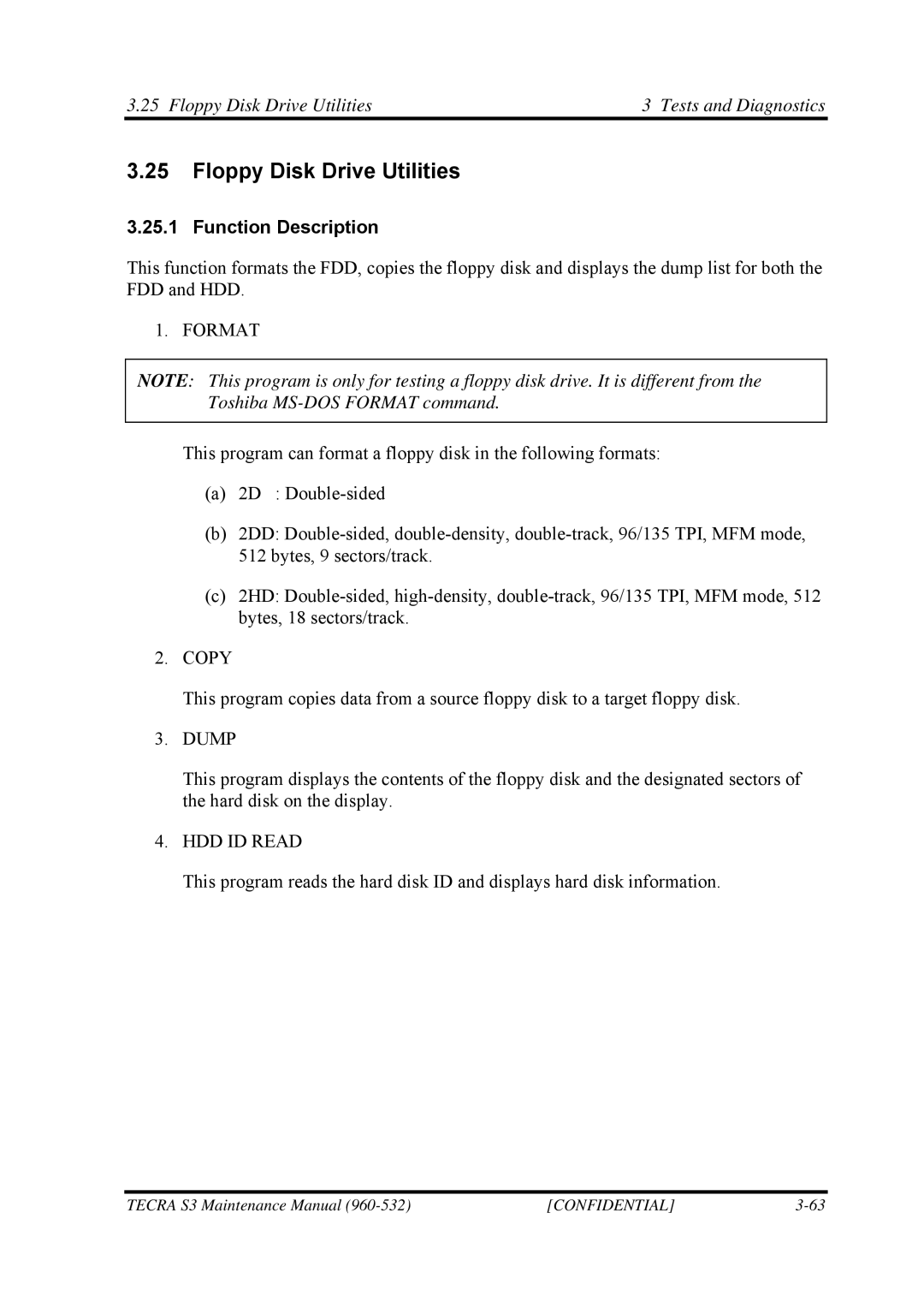 Toshiba S4 manual Floppy Disk Drive Utilities Tests and Diagnostics 