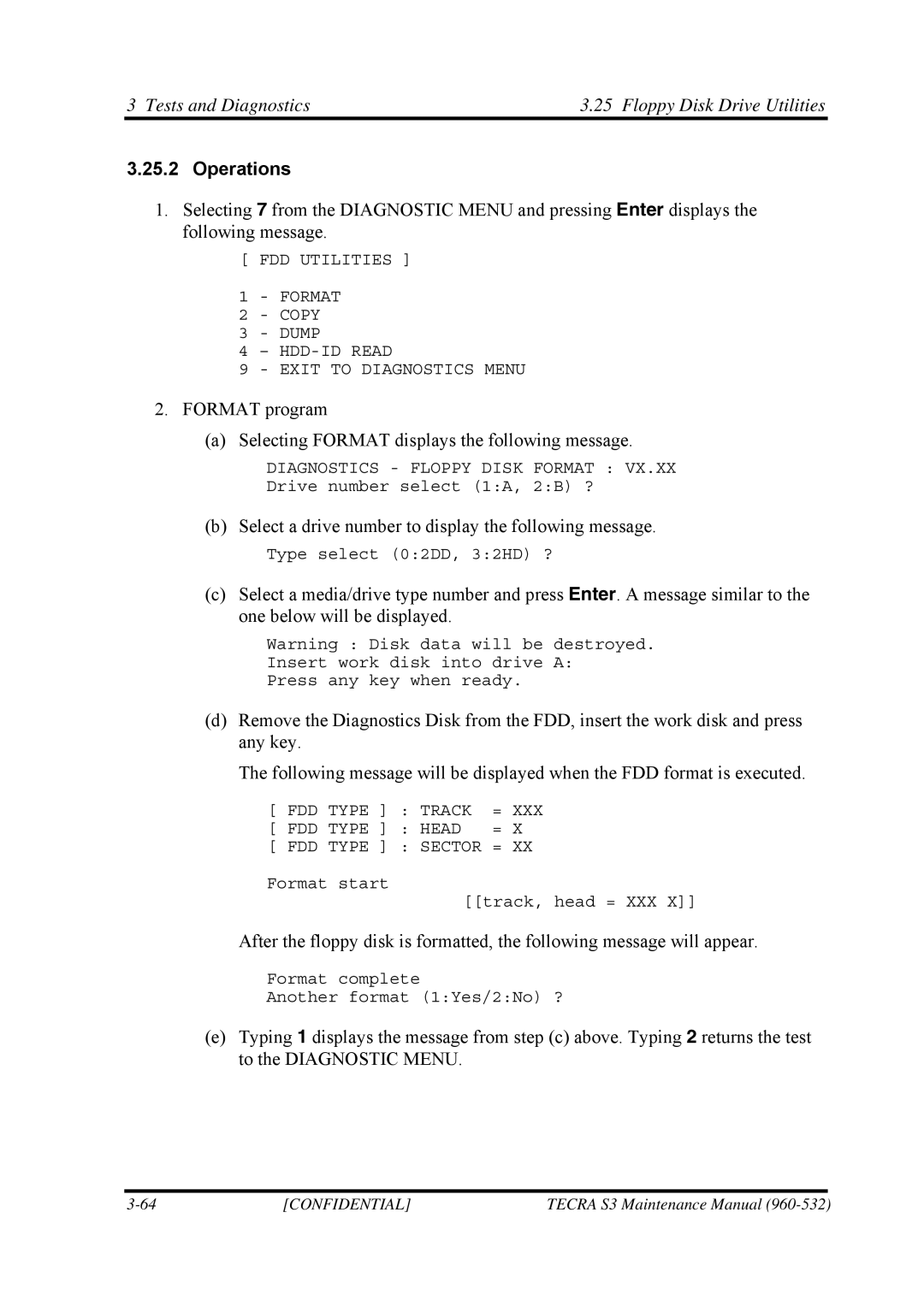 Toshiba S4 manual Tests and Diagnostics Floppy Disk Drive Utilities 