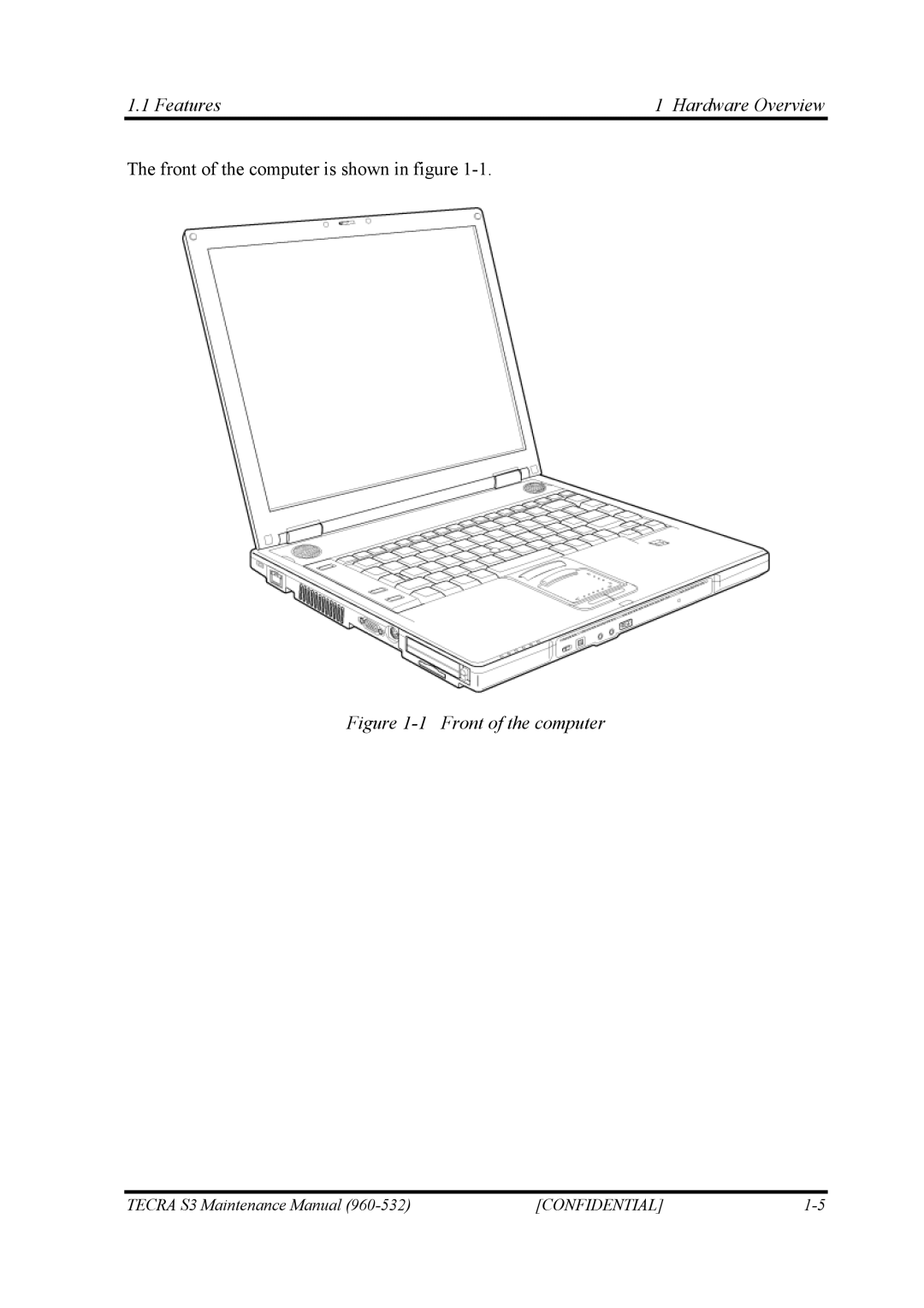 Toshiba S4 manual Front of the computer 