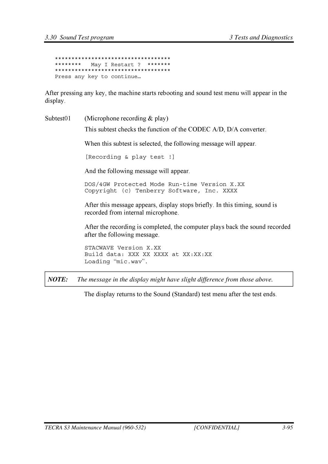 Toshiba S4 manual Sound Test program Tests and Diagnostics 