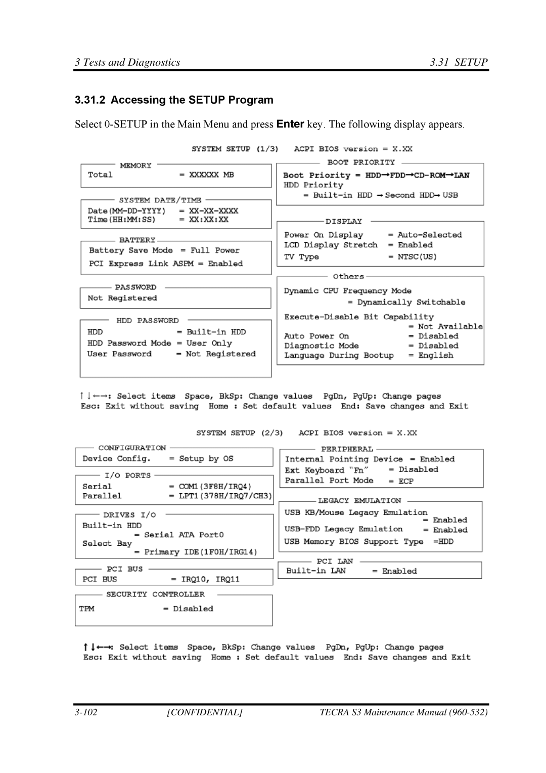 Toshiba S4 manual Accessing the Setup Program 