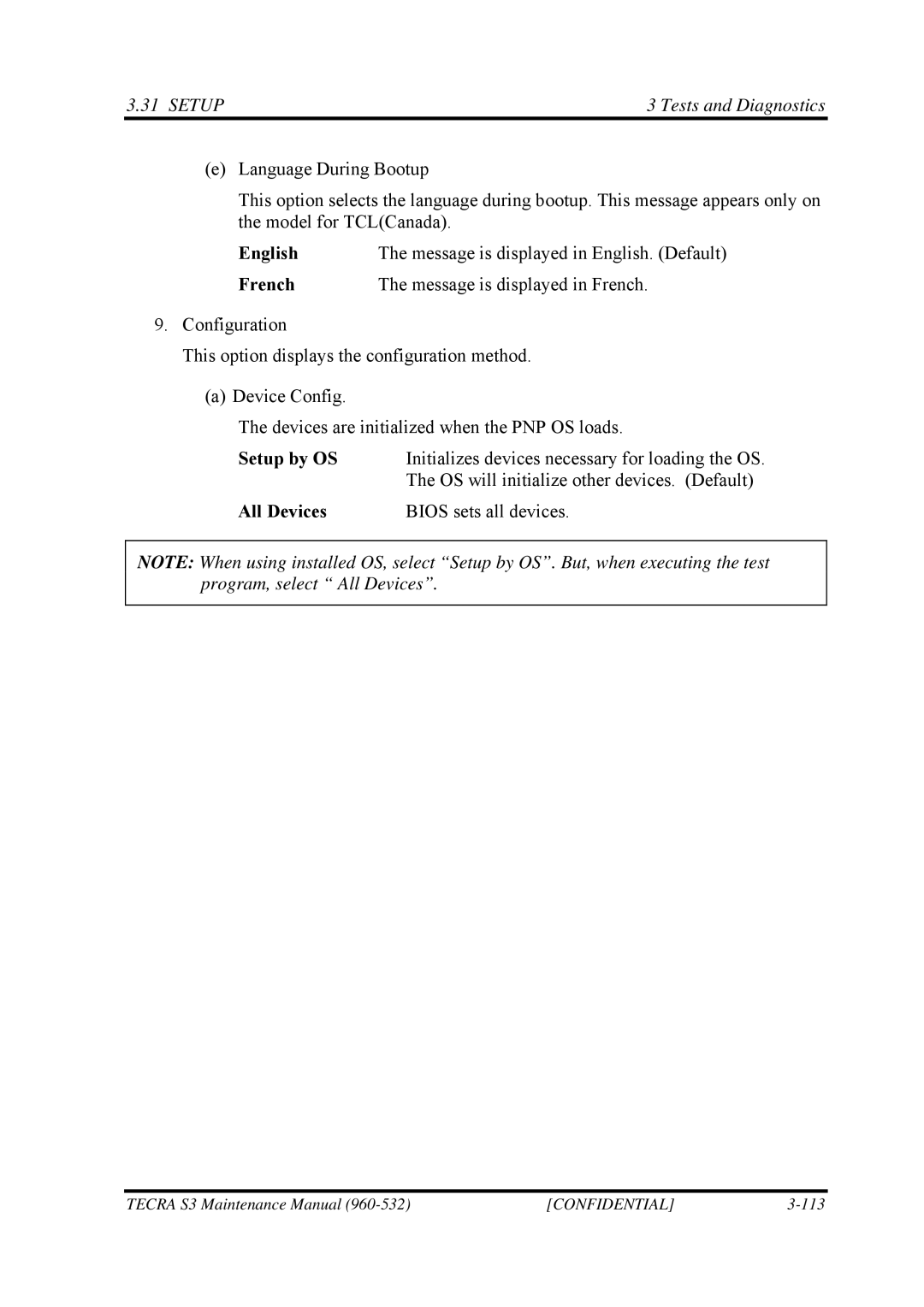 Toshiba S4 manual Setup by OS, All Devices 