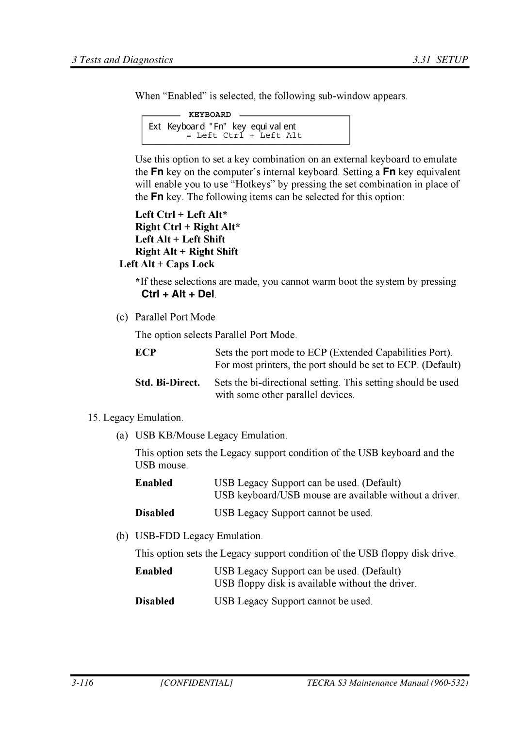 Toshiba S4 manual Ecp, Std. Bi-Direct 