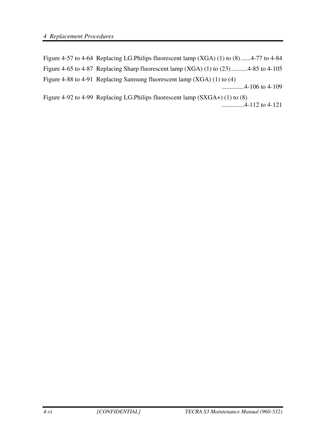 Toshiba S4 manual to Replacing LG.Philips fluorescent lamp XGA 1 to 77 to 