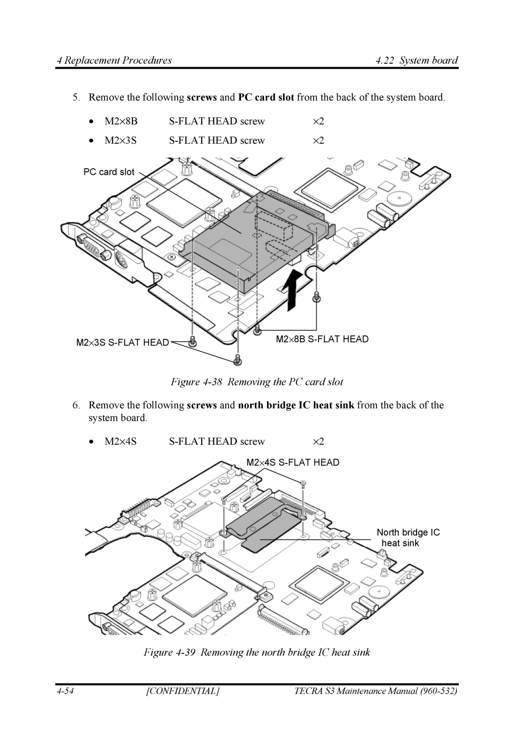 Toshiba S4 manual Removing the PC card slot 