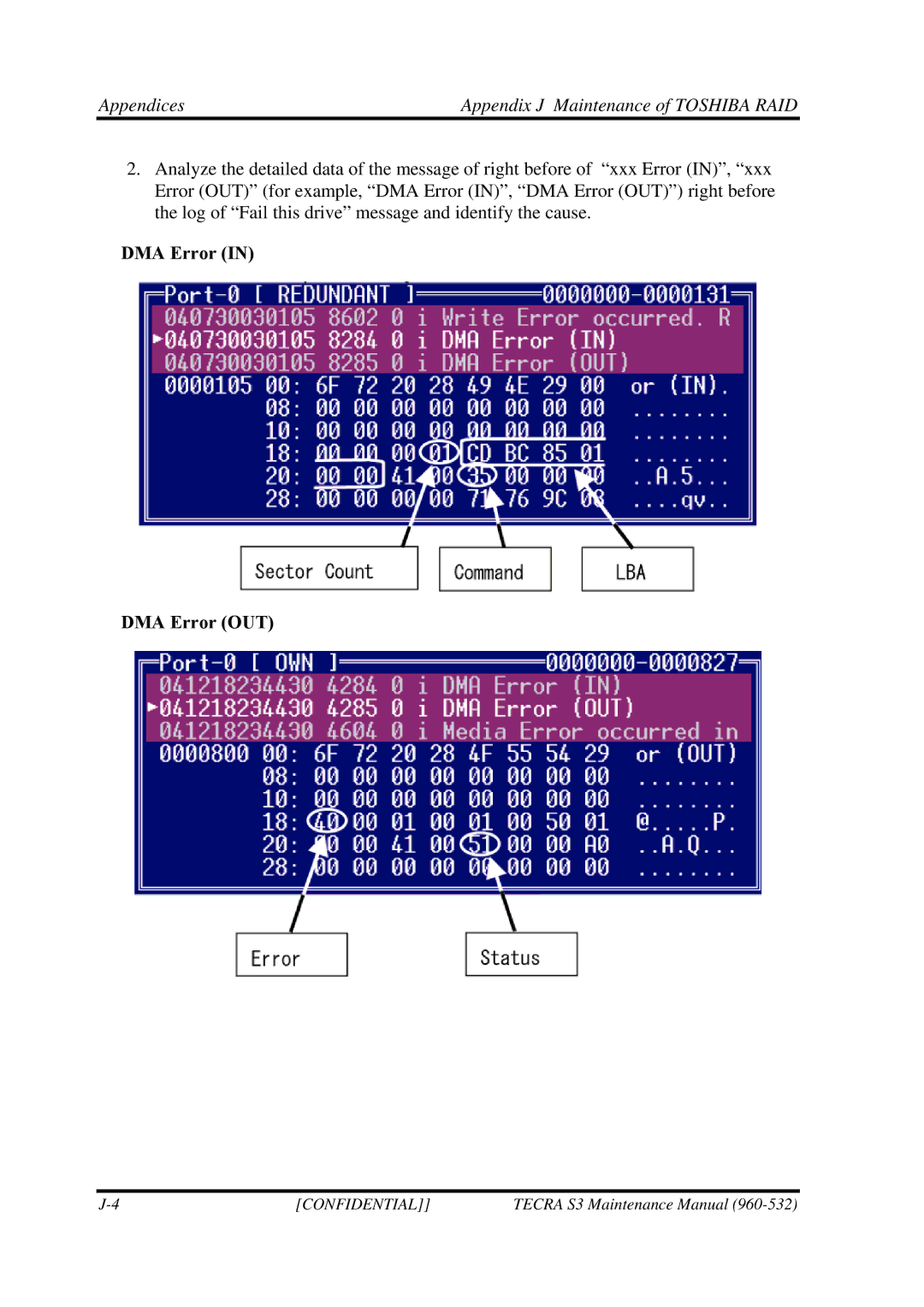 Toshiba S4 manual DMA Error DMA Error OUT 