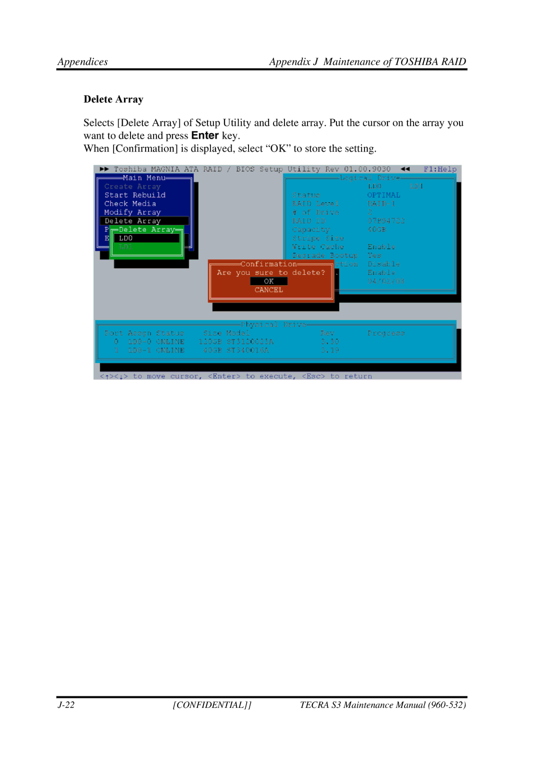 Toshiba S4 manual Delete Array 