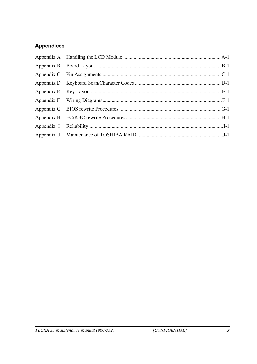 Toshiba S4 manual Appendices 