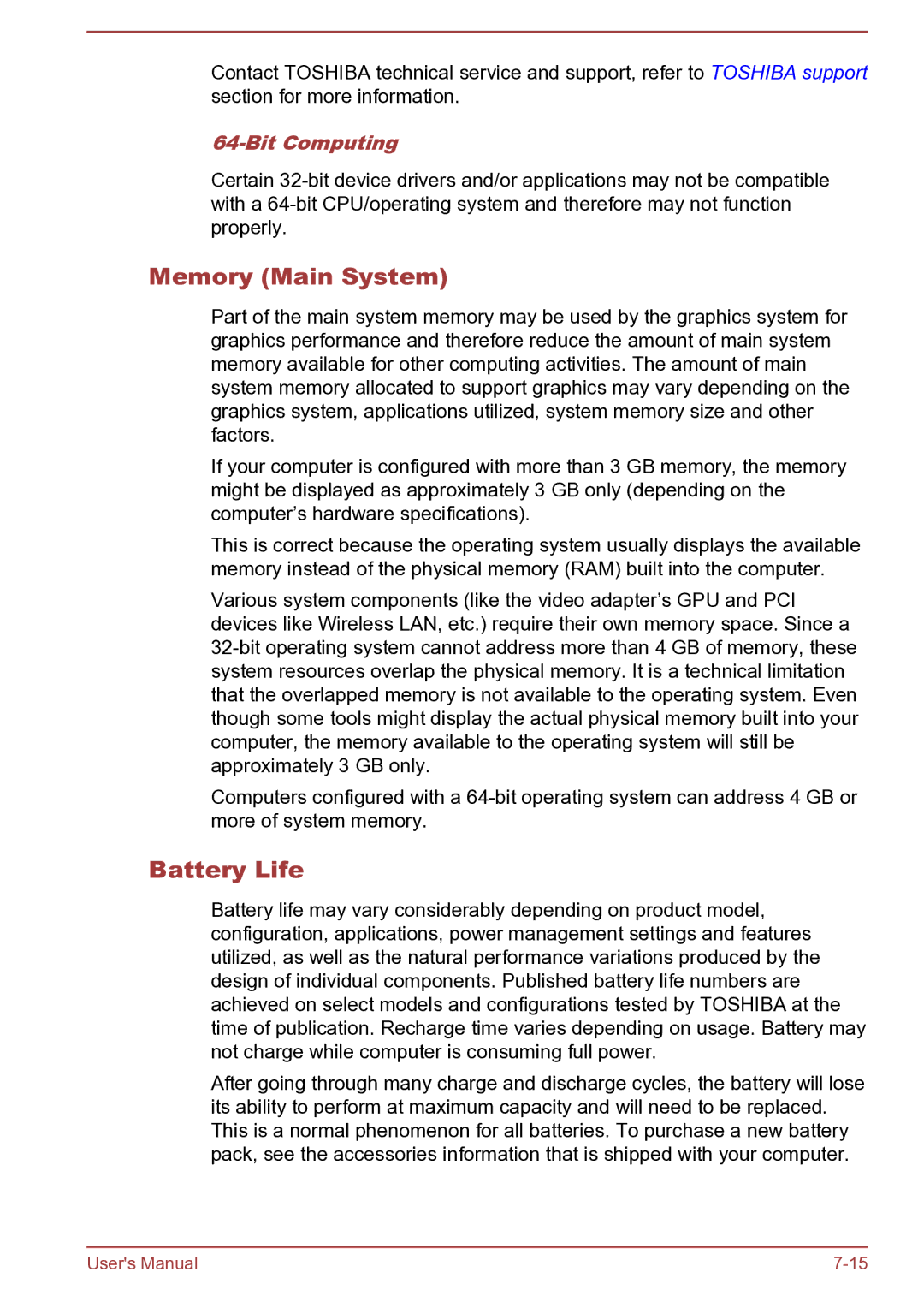 Toshiba S40t-B, S40D-B, S40Dt-B, S40-B, C45D-B, C45-B, C40t-B, C45Dt-B, C40Dt-B Memory Main System, Battery Life, Bit Computing 