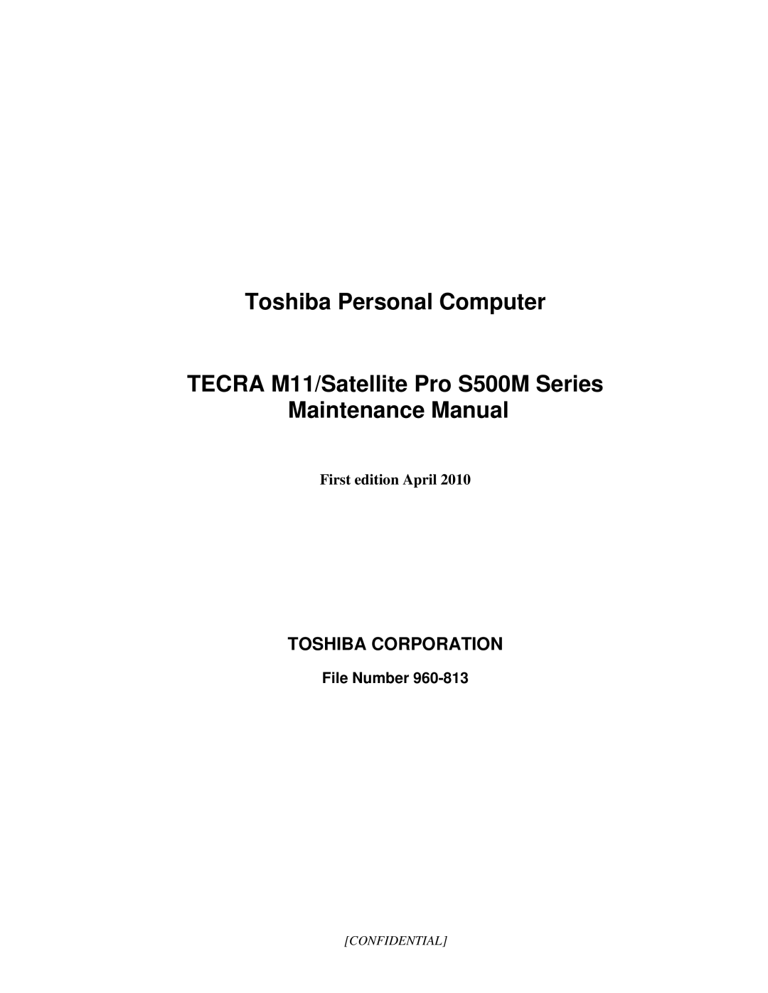 Toshiba S500M manual Toshiba Corporation, File Number 