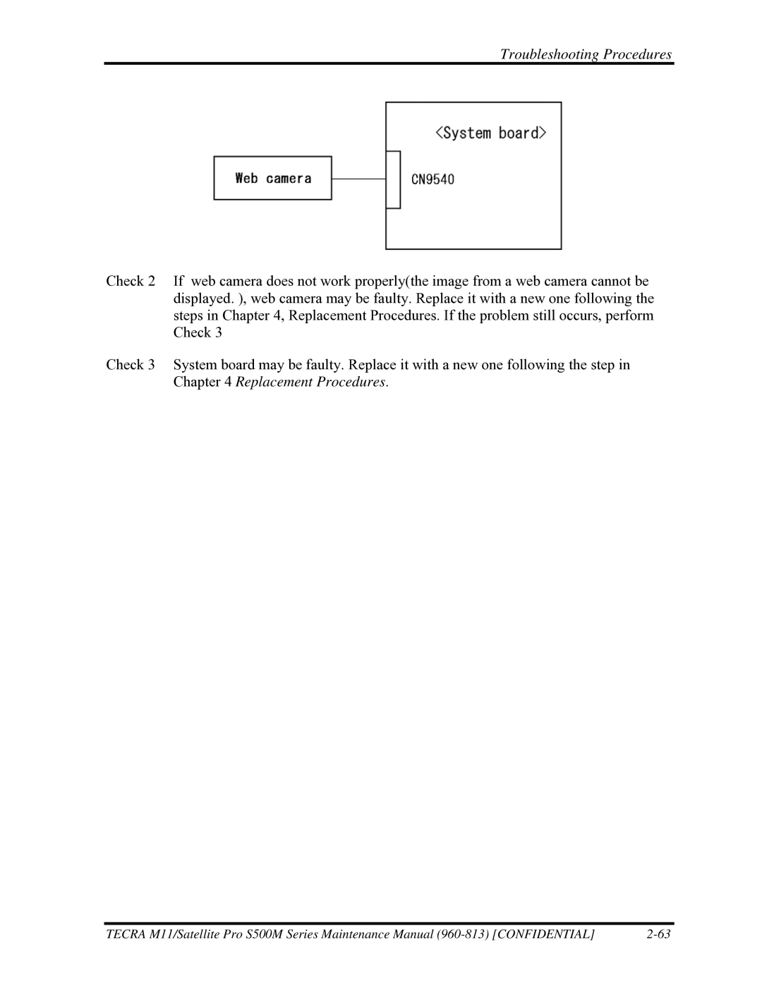 Toshiba S500M manual Troubleshooting Procedures 