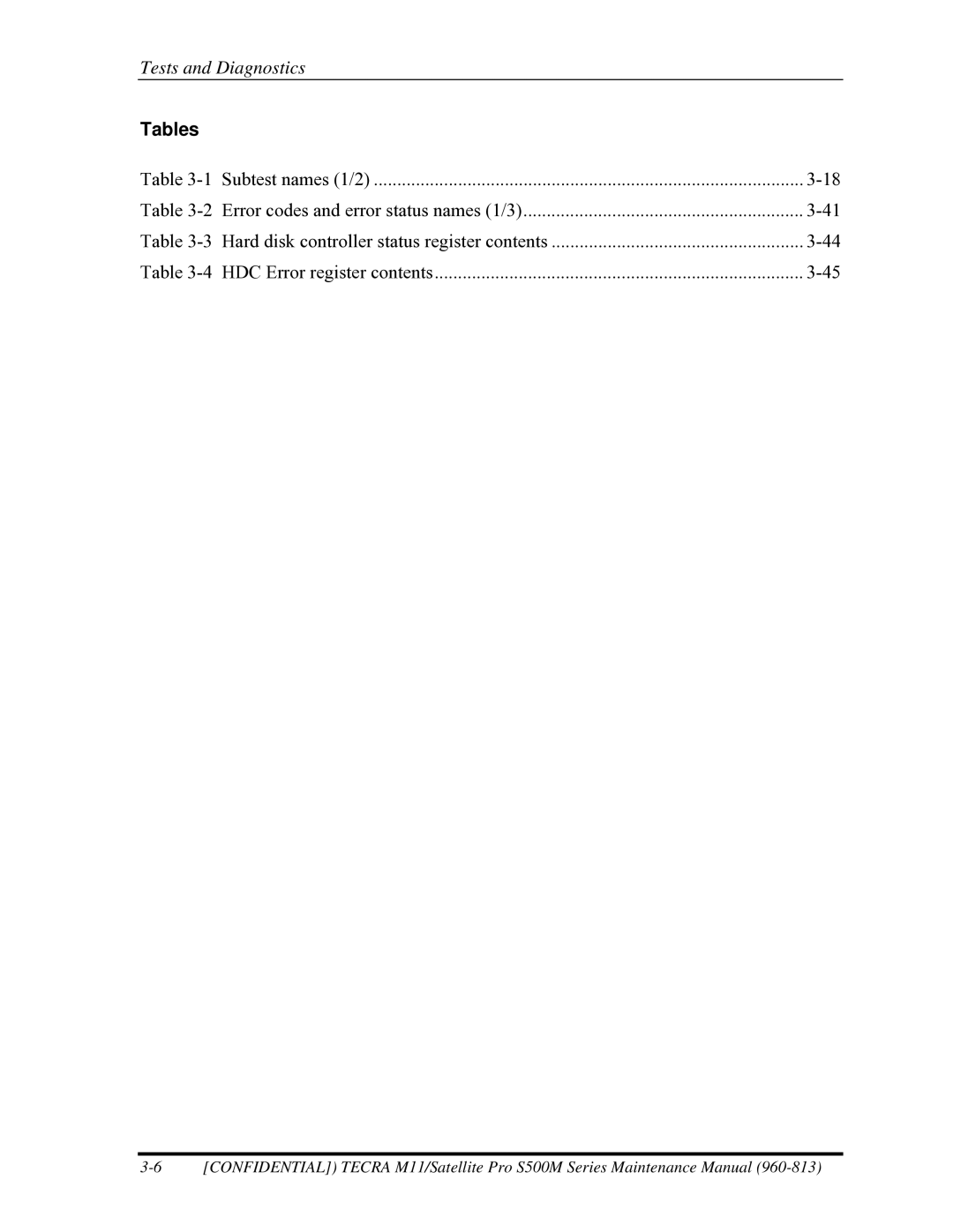 Toshiba S500M manual Tables 