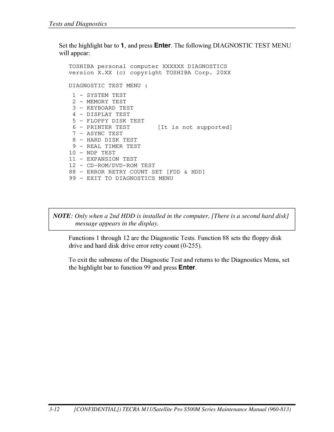 Toshiba S500M manual Printer Test 