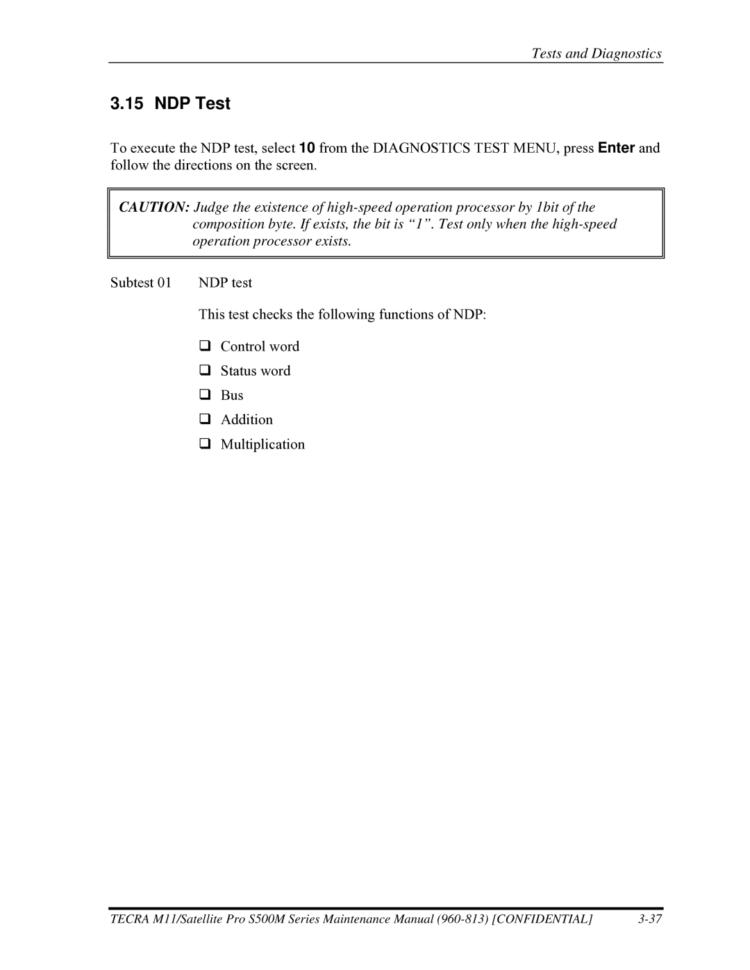 Toshiba S500M manual NDP Test 