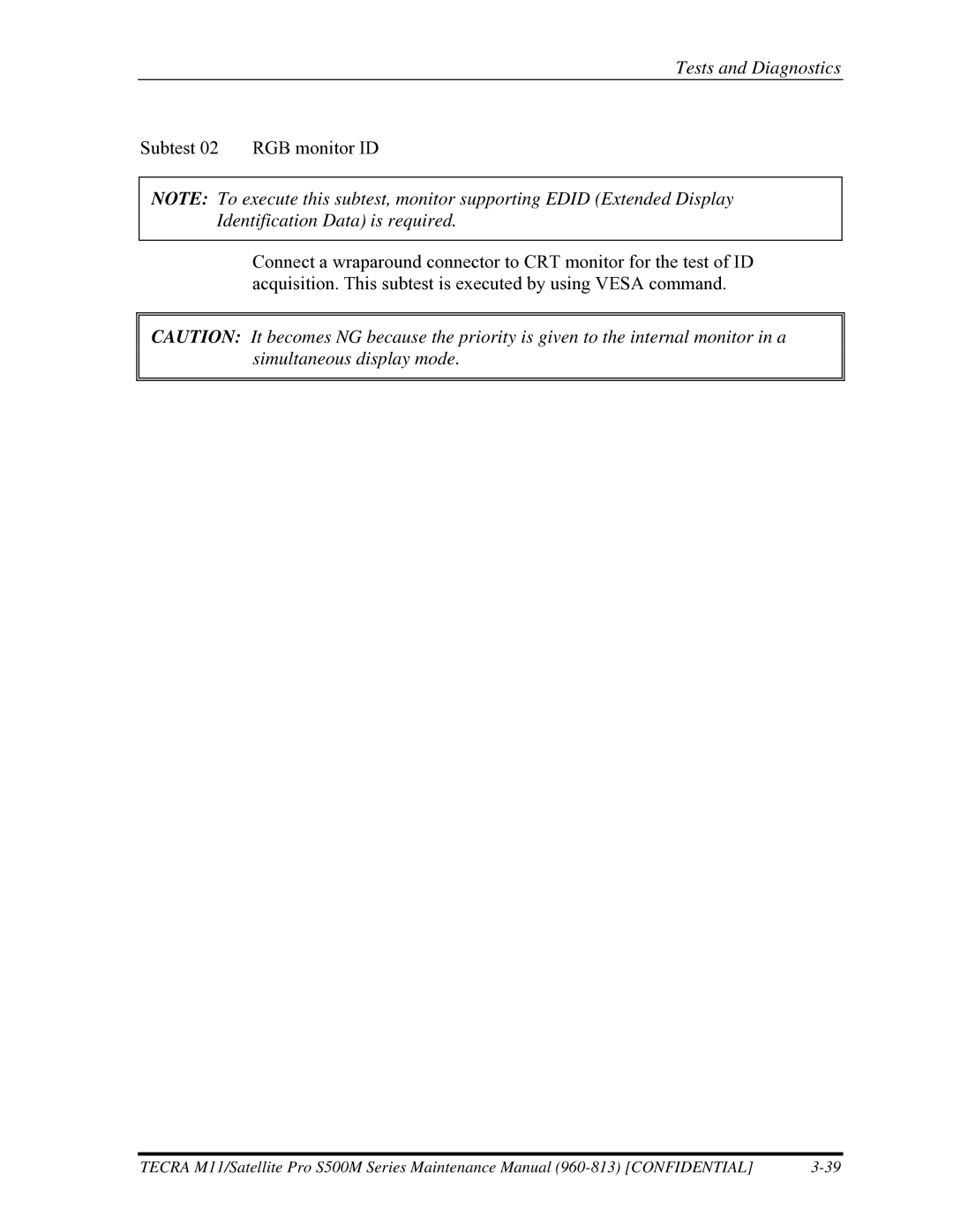 Toshiba S500M manual Tests and Diagnostics 