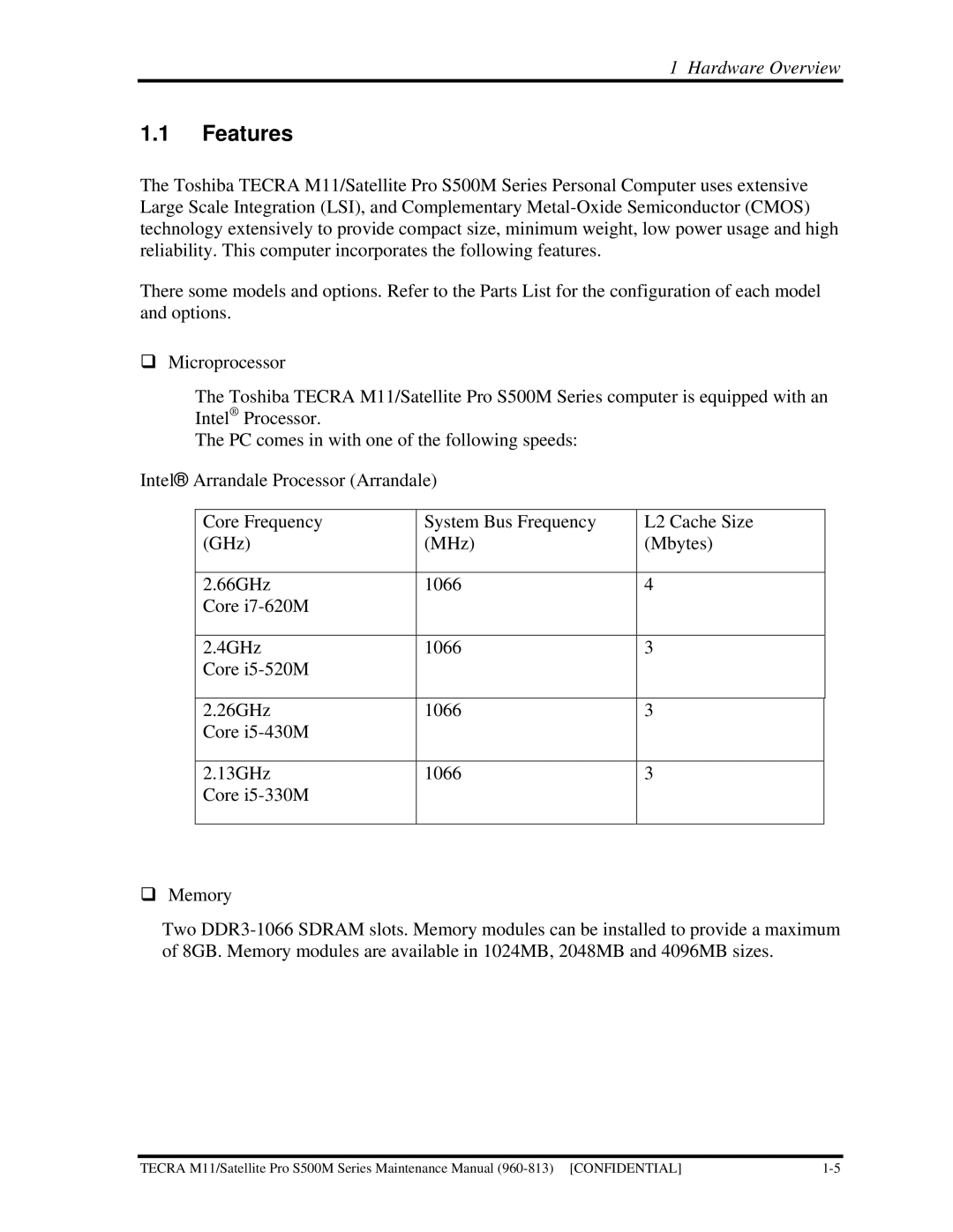 Toshiba S500M manual Features 