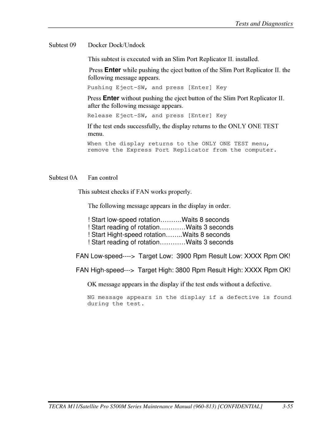 Toshiba S500M manual Pushing Eject-SW, and press Enter Key 