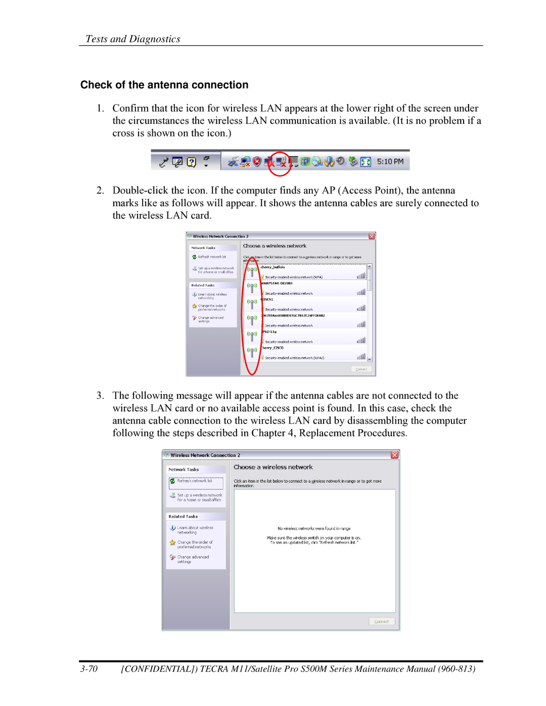 Toshiba S500M manual Check of the antenna connection 