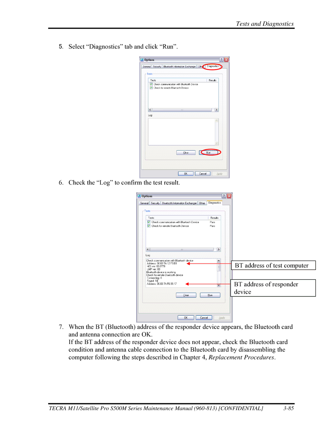 Toshiba S500M manual Tests and Diagnostics 