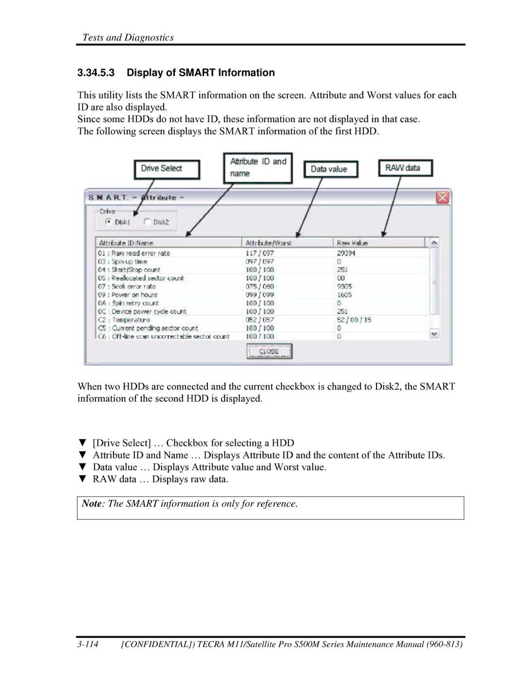 Toshiba S500M manual Display of Smart Information 