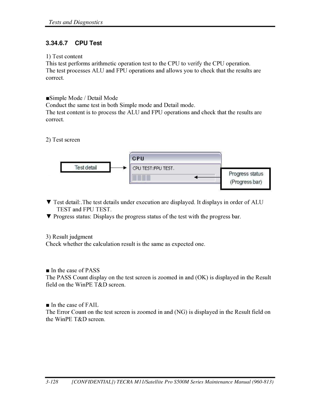 Toshiba S500M manual CPU Test 