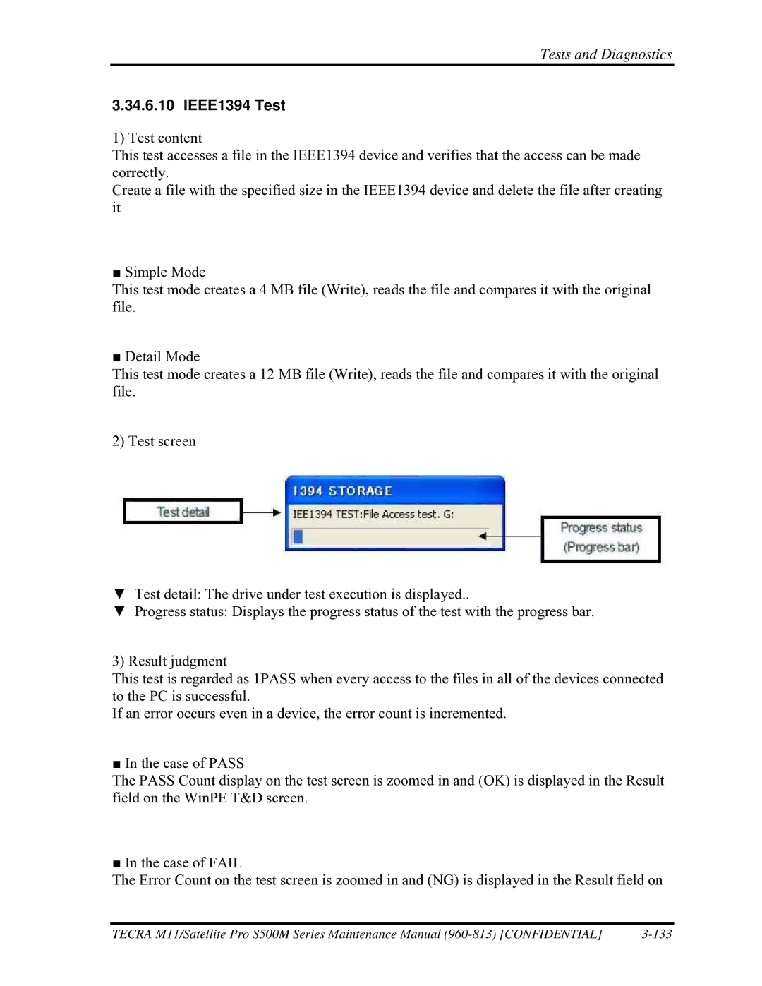 Toshiba S500M manual IEEE1394 Test 