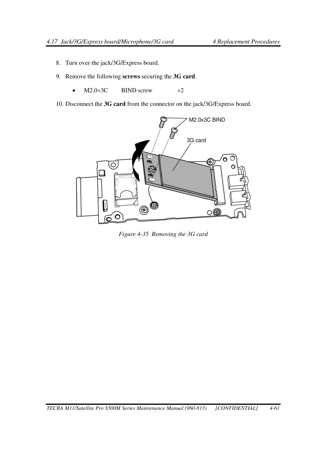 Toshiba S500M manual Removing the 3G card 