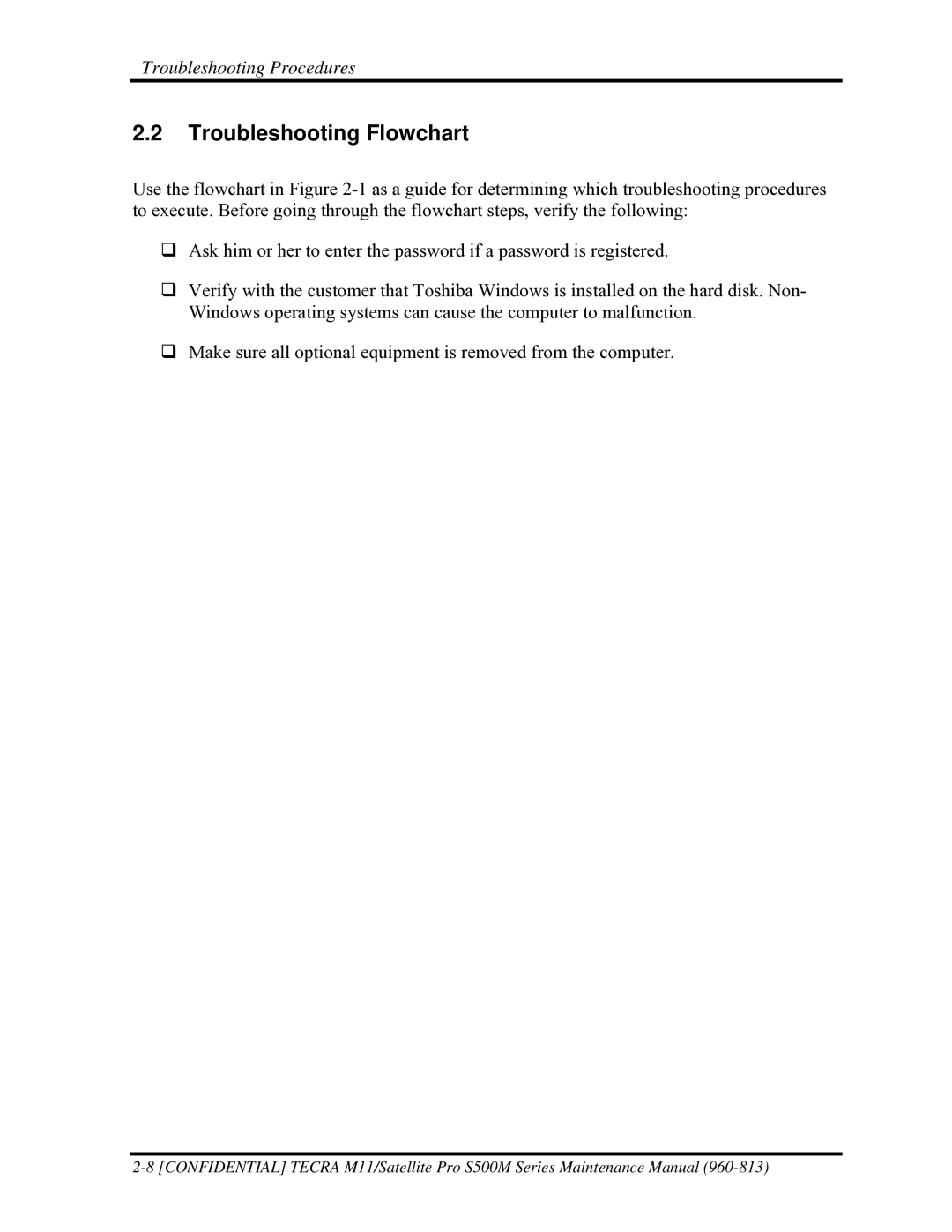 Toshiba S500M manual Troubleshooting Flowchart 