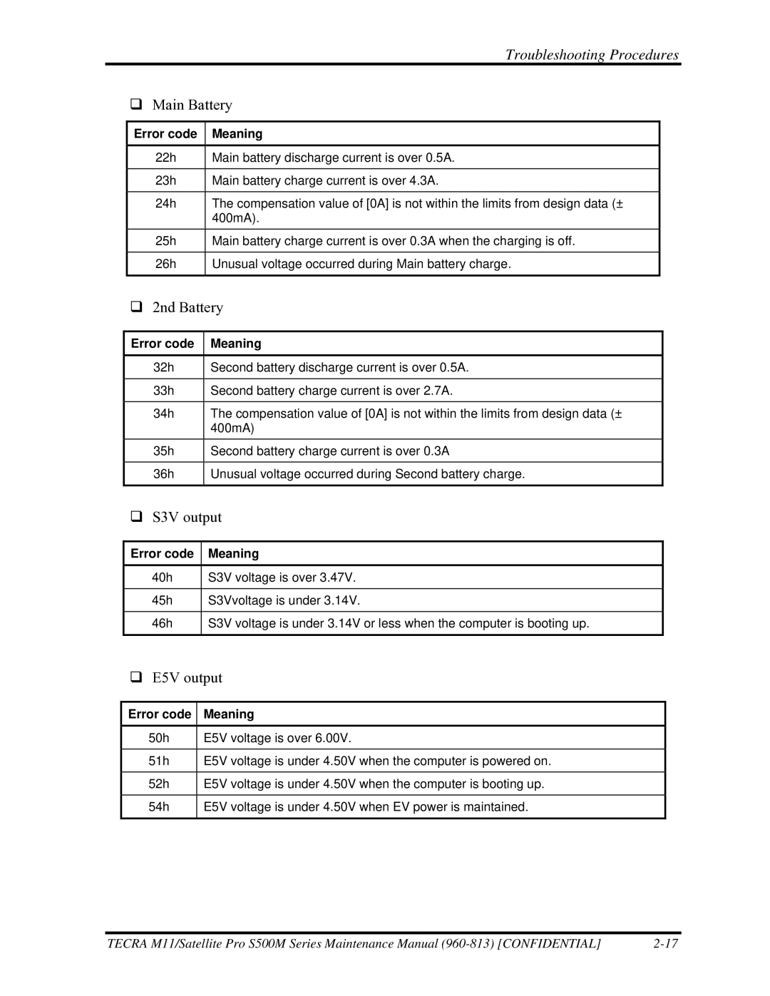 Toshiba S500M manual  Main Battery 