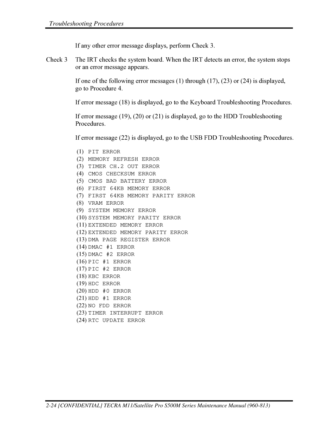 Toshiba S500M manual KBC Error HDC Error 