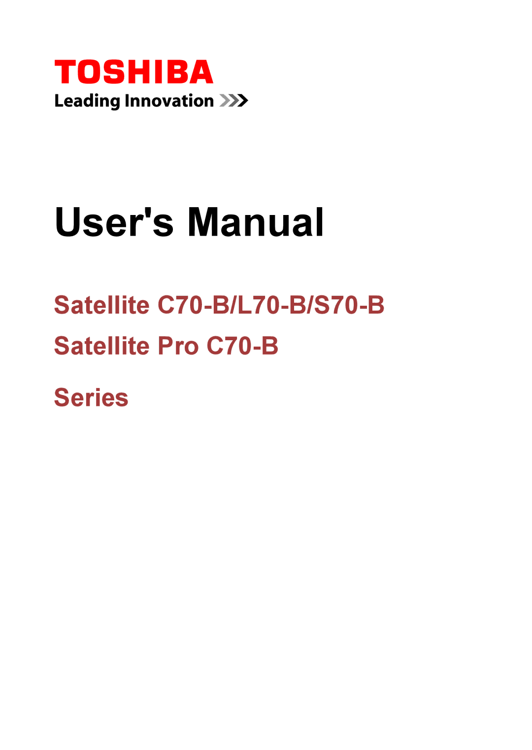 Toshiba L70-B, S70-B, C70-B user manual Series 