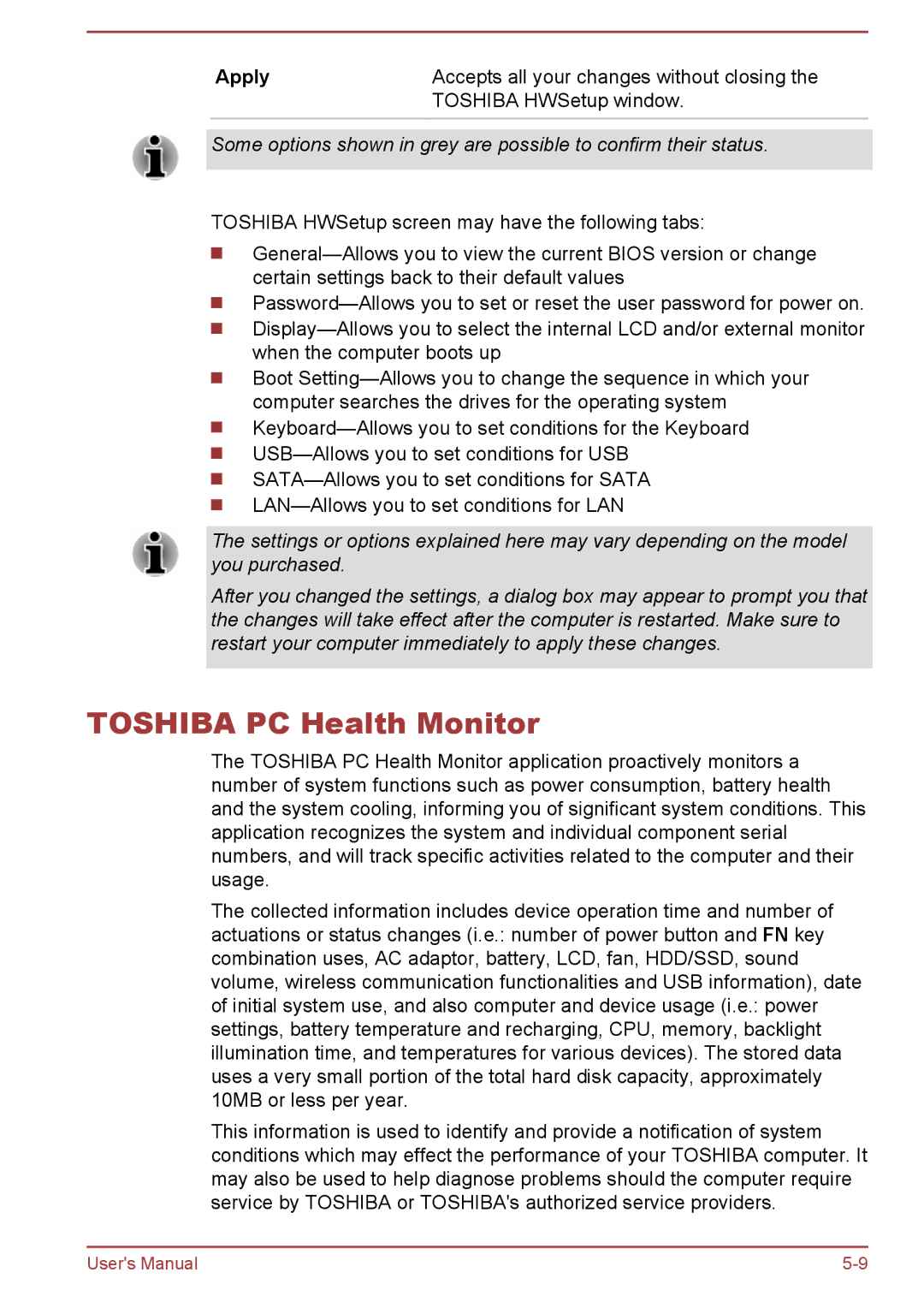 Toshiba S70-B, L70-B, C70-B user manual Toshiba PC Health Monitor, Apply 