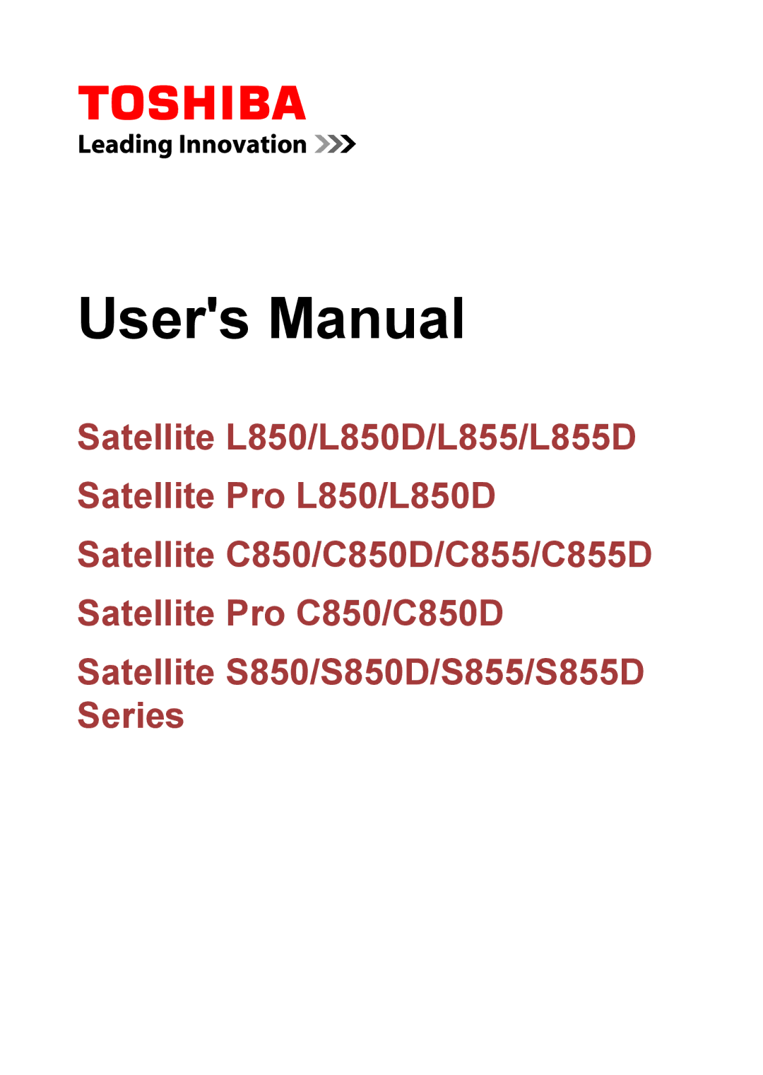 Toshiba L850D, L855D, C850D, C855D, S855D, S850D user manual 