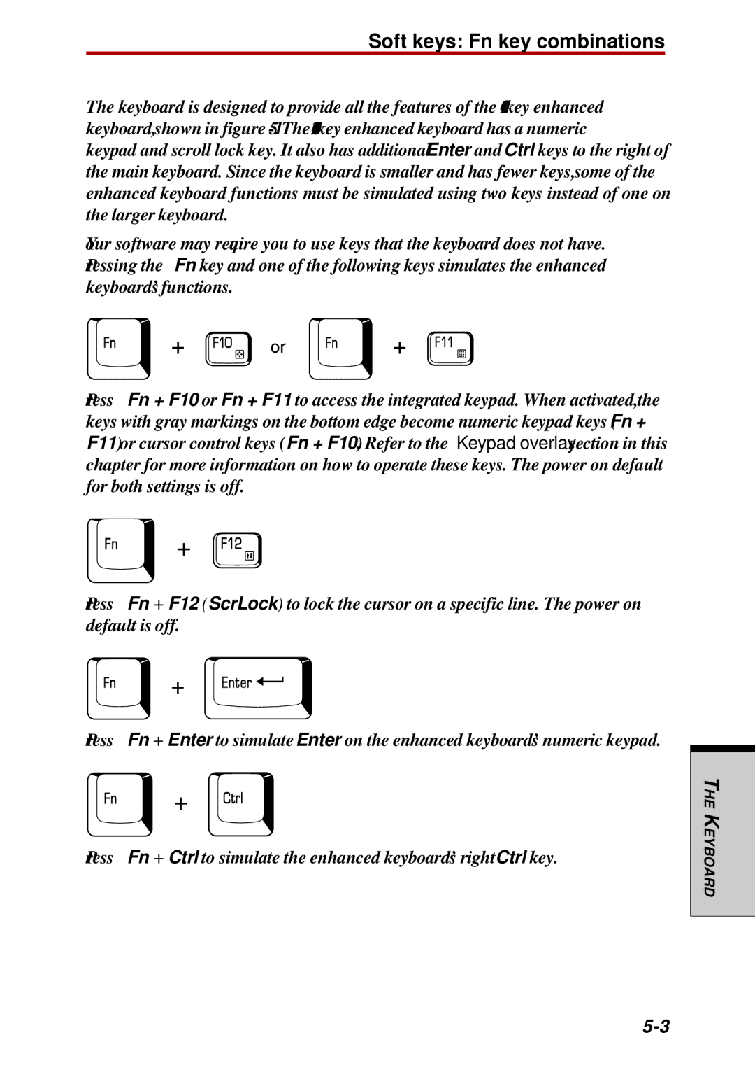 Toshiba Satellite 2450 user manual Soft keys Fn key combinations 