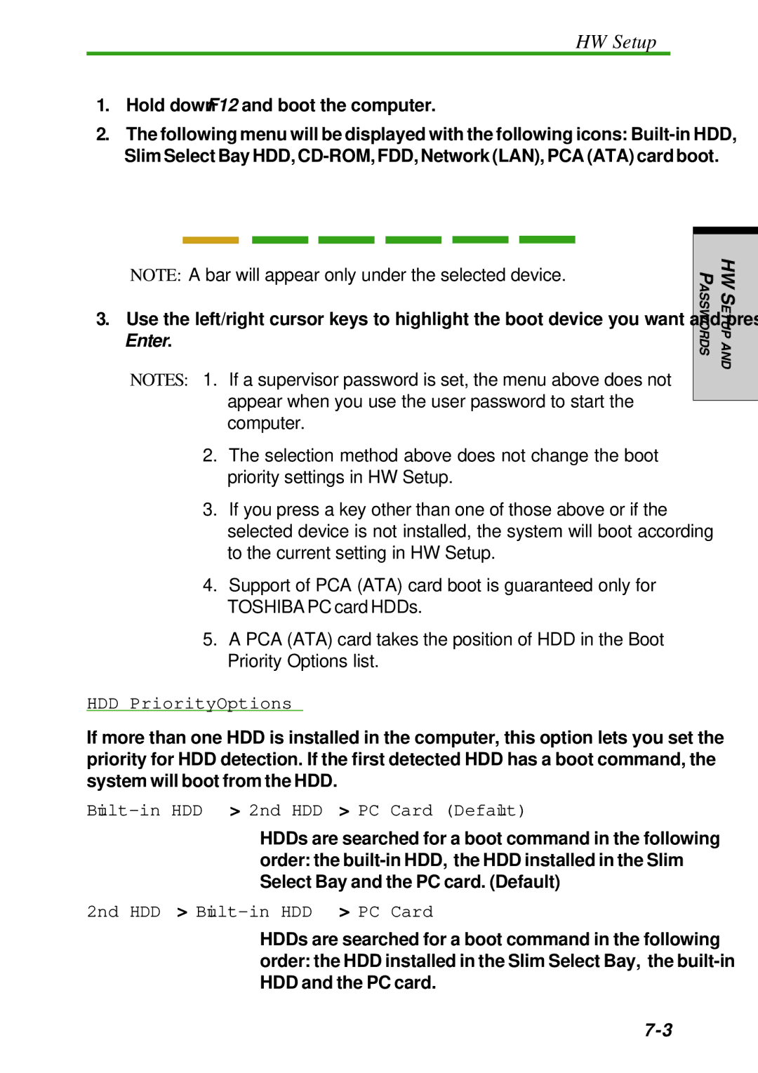 Toshiba Satellite 2450 user manual HW Setup, Enter 