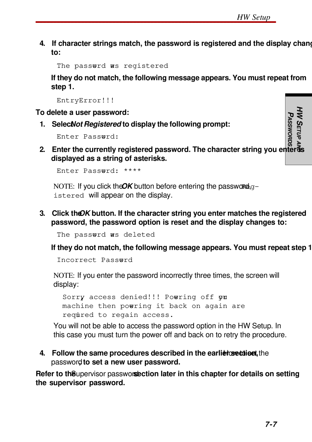 Toshiba Satellite 2450 user manual Password was registered 