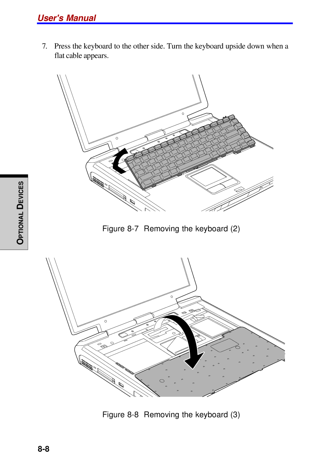 Toshiba Satellite 2450 user manual Removing the keyboard 