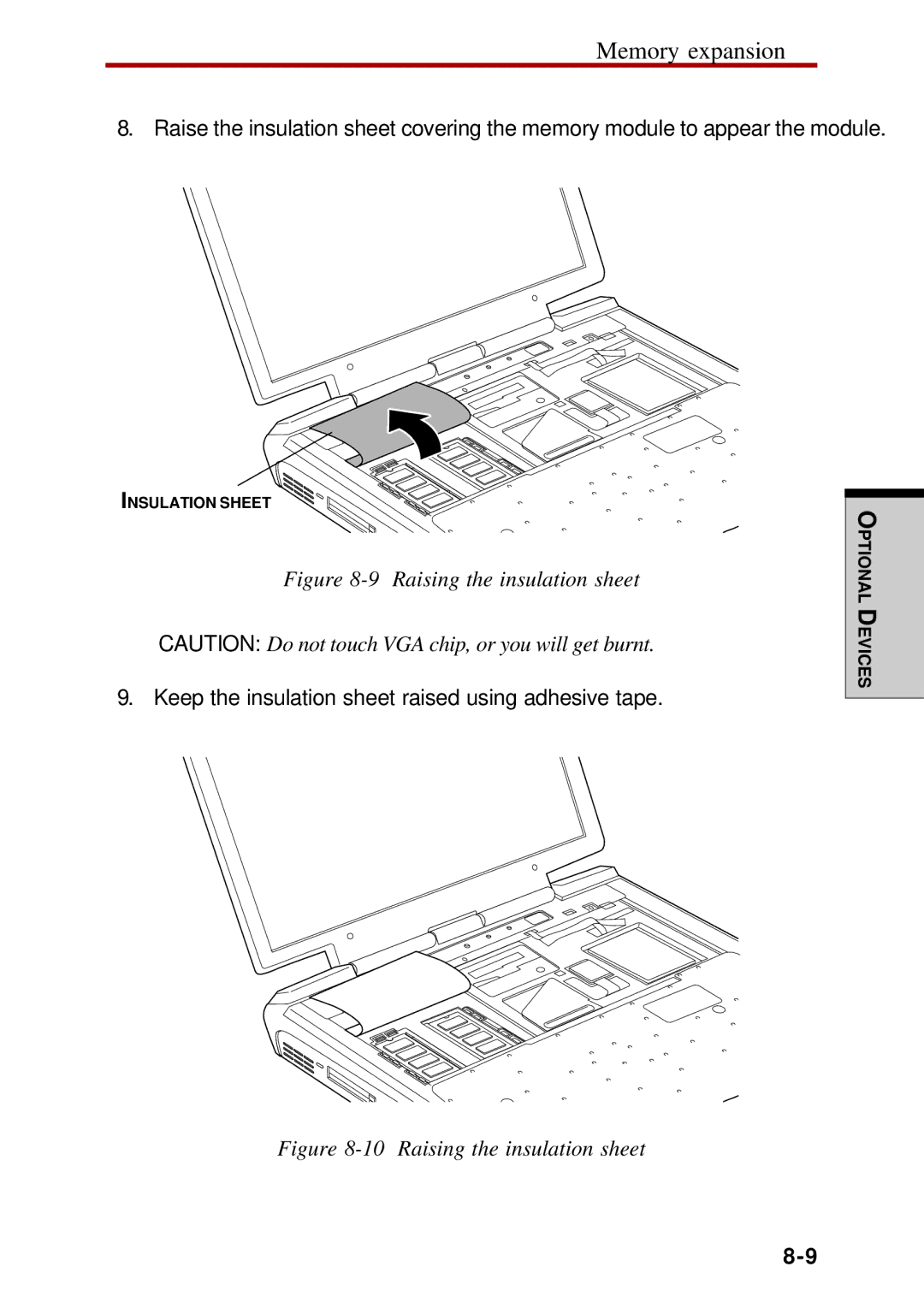 Toshiba Satellite 2450 user manual Raising the insulation sheet 