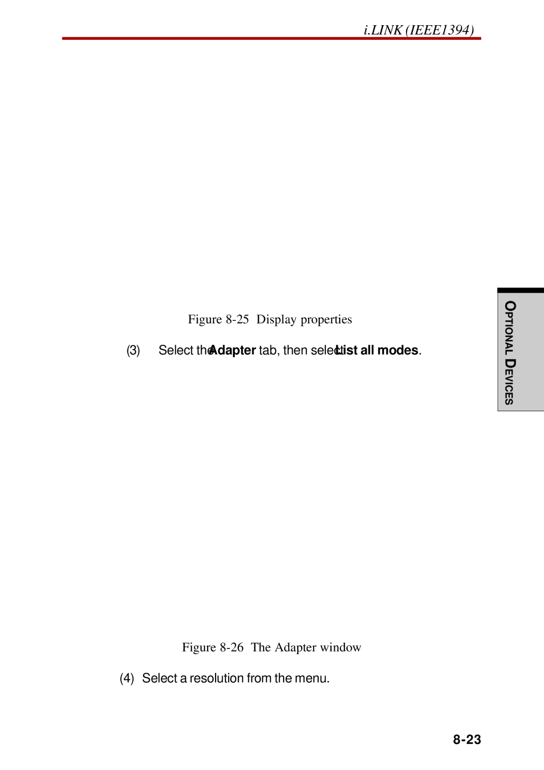 Toshiba Satellite 2450 user manual Link IEEE1394, Display properties 