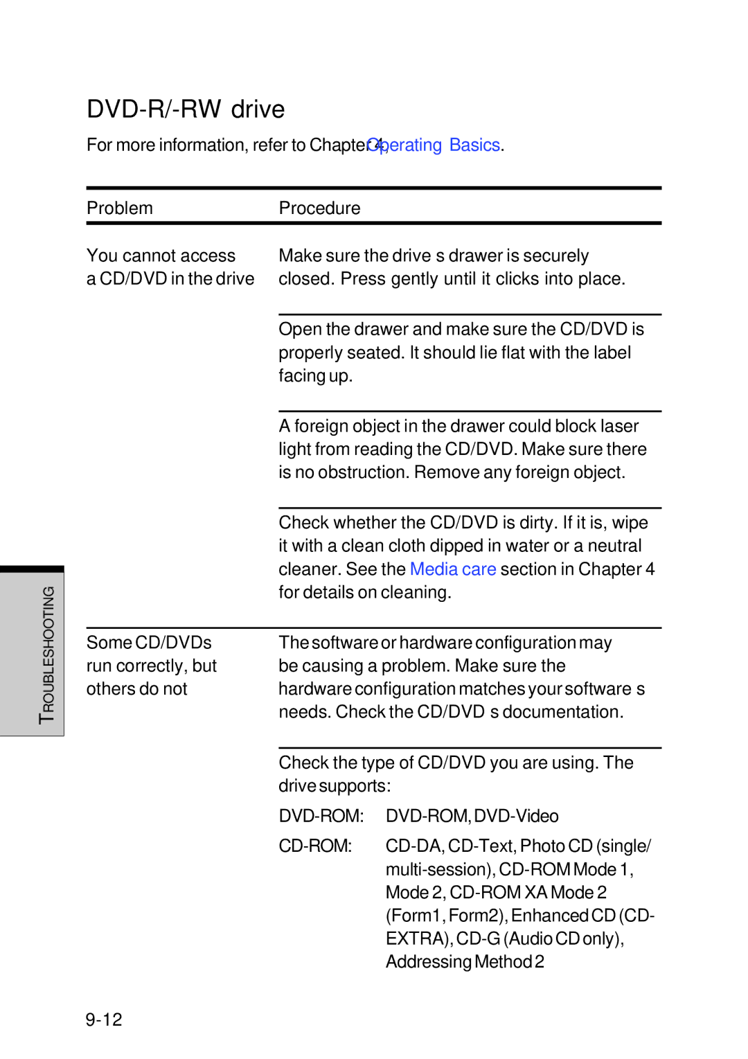 Toshiba Satellite 2450 user manual DVD-R/-RW drive 