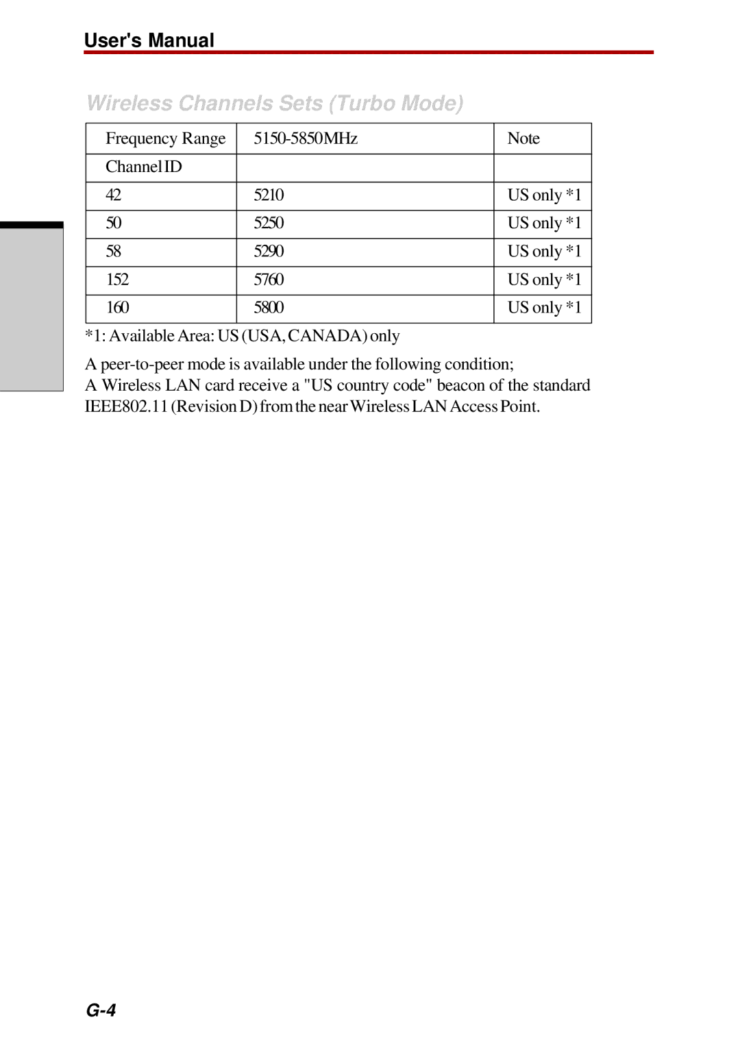 Toshiba Satellite 2450 user manual Wireless Channels Sets Turbo Mode 