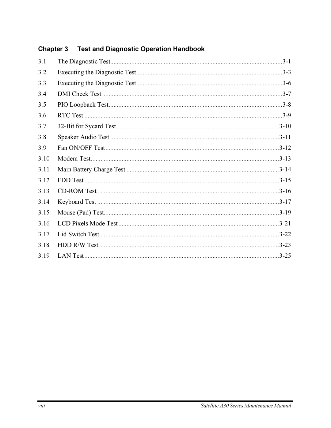 Toshiba Satellite A30 Series manual Test and Diagnostic Operation Handbook 