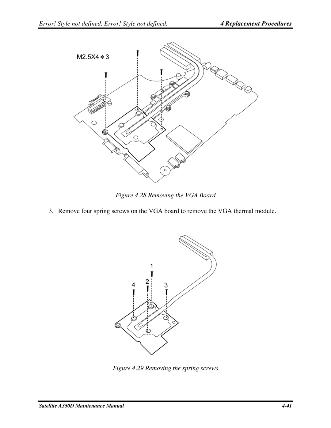 Toshiba Satellite A350D manual Removing the VGA Board 