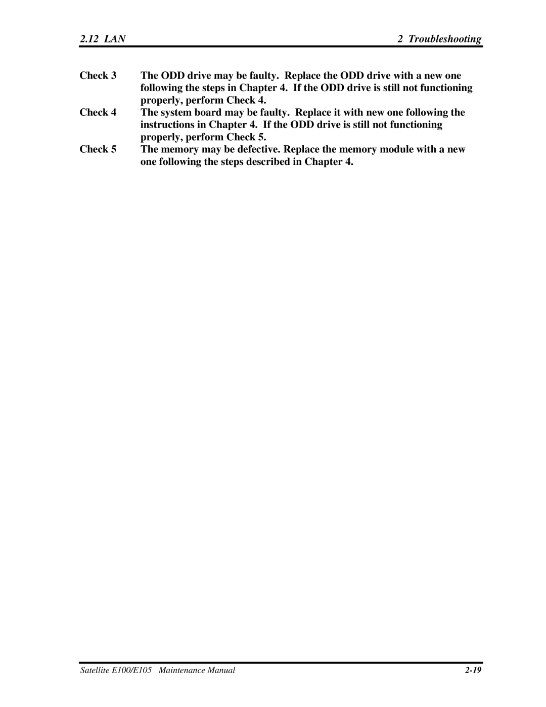 Toshiba SATELLITE E105 manual LAN Troubleshooting 