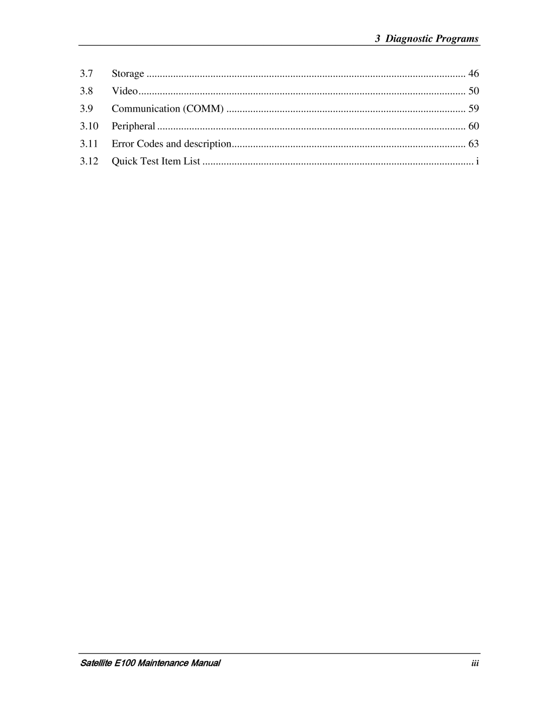 Toshiba SATELLITE E105 manual Satellite E100 Maintenance Manual 