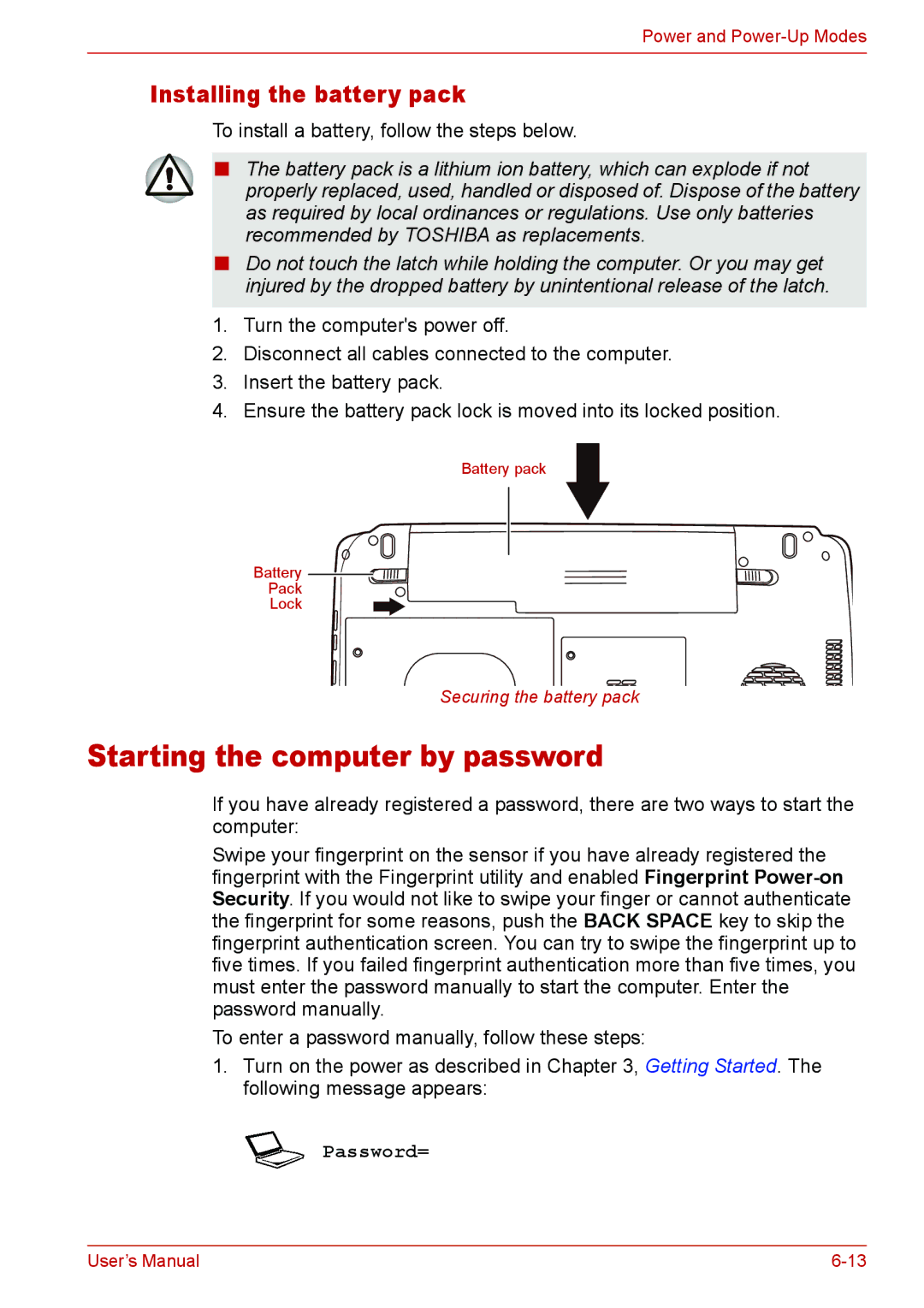 Toshiba Satellite M300/M300D/ L310/L310D Satellite Pro M300/M300D/ L310/L310D user manual Starting the computer by password 