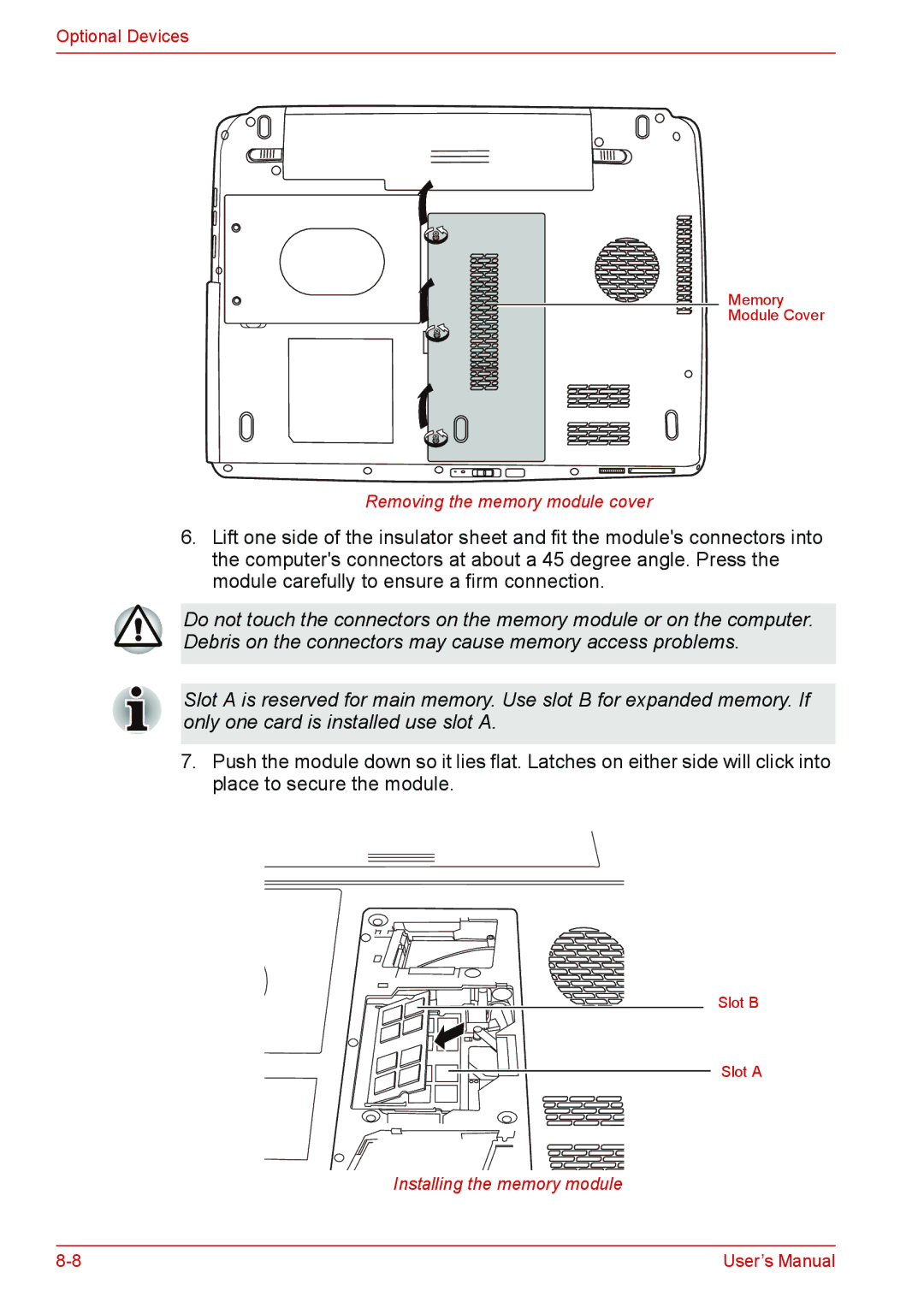 Toshiba Satellite M300/M300D/ L310/L310D Satellite Pro M300/M300D/ L310/L310D user manual Removing the memory module cover 